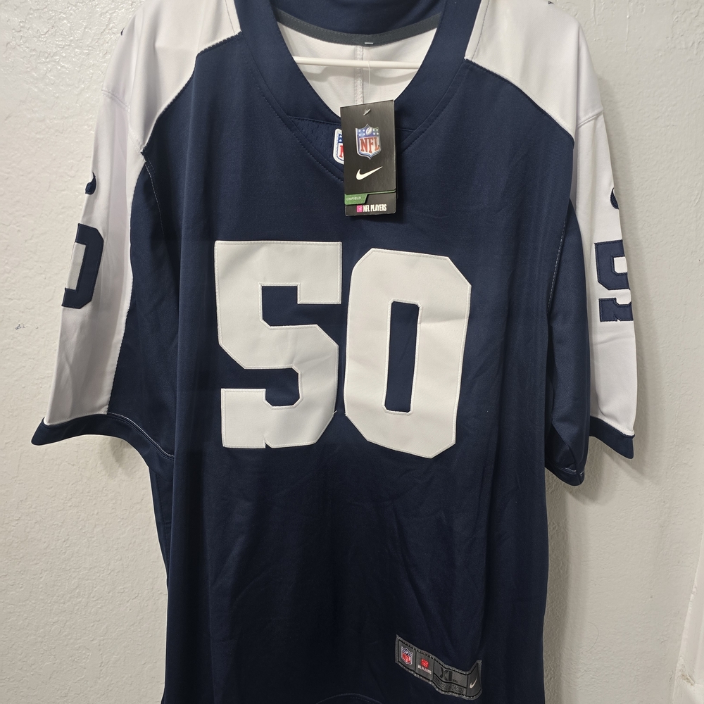 Nike Dallas Cowboys Men's Blue and White #50 Lee Jersey
